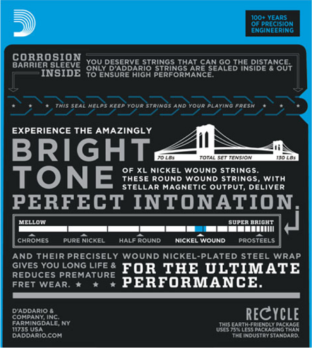 D'Addario Nickel Wound, Regular Light, 10-46 Electric Guitar Strings (25-Sets) EXL110-B25