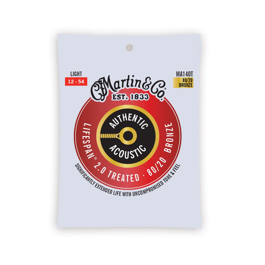 Martin Authentic Acoustic Lifespan 2.0 Guitar Strings 80/20 Bronze Light MA140T