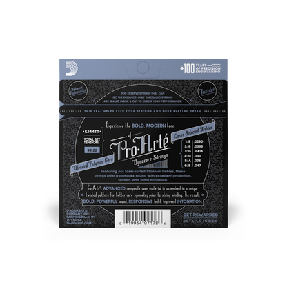 D'Addario ProArte Dynacore Classical Guitar Strings, Titanium Trebles, Extra-Hard Tension -EJ44TT