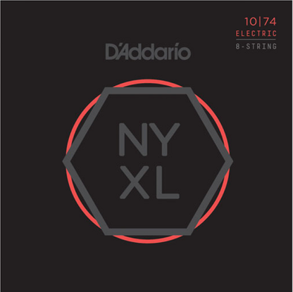 D'Addario Nickel Wound 8-String, Light Top/Heavy Bottom, 10-74 Electric Guitar Strings