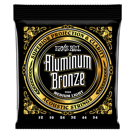Ernie Ball Medium Light Aluminum Bronze Acoustic Guitar Strings - 12-54 Gauge - 2566