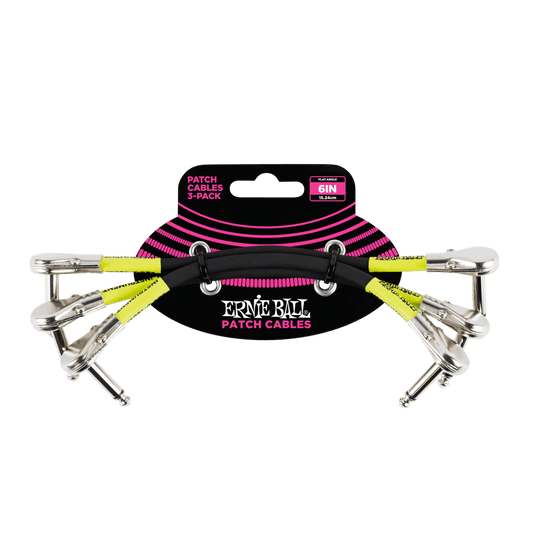 Ernie Ball 6" Flat Angel / Flat Angle Patch Cable 3-Pack - P06059