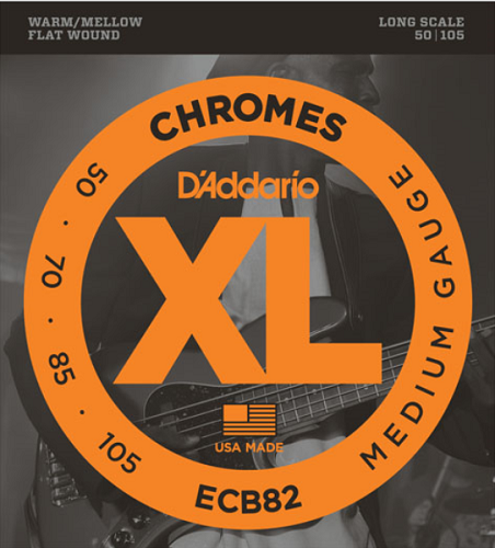 D'Addario  Chromes, Medium, Long Scale, 50-105 Bass Guitar Strings - ECB82