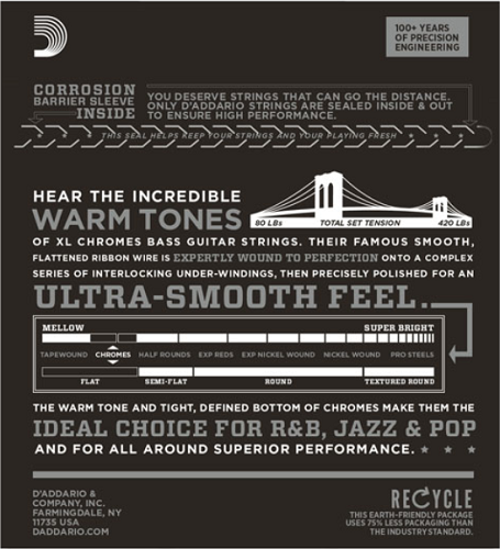D'Addario Chromes, Light, Short Scale, 45-100 Bass Guitar Strings ECB81S