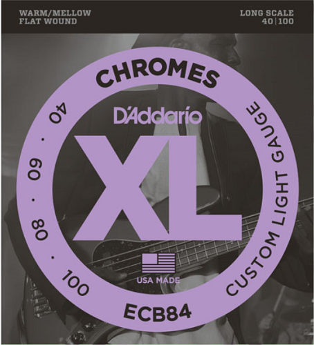 D'Addario  Chromes, Custom Light, Long Scale, 40-100 Bass Guitar Strings ECB84