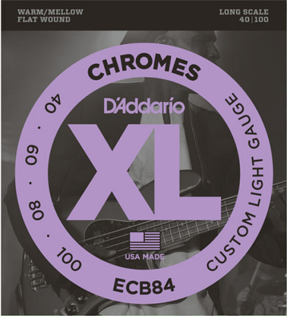 D'Addario  Chromes, Custom Light, Long Scale, 40-100 Bass Guitar Strings ECB84