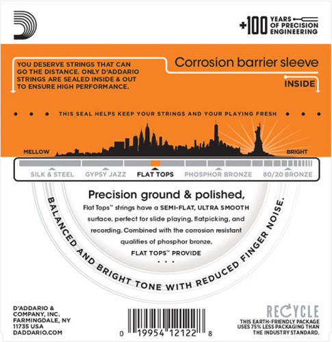 D'Addario Flat Tops, Light, 12-53 Acoustic Guitar Strings
