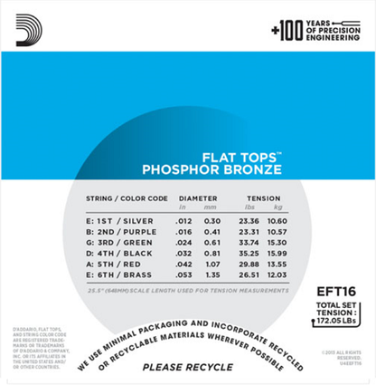 D'Addario Flat Tops, Light, 12-53 Acoustic Guitar Strings
