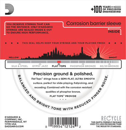 D'Addario Flat Tops, Medium, 13-56 Acoustic Guitar Strings
