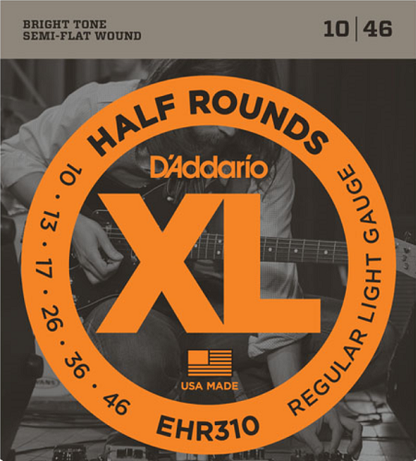 D'Addario Half Rounds, Regular Light, 10-46 Electric Guitar Strings