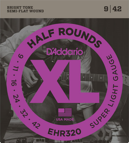 D'Addario Half Rounds, Super Light, 9-42 Electric Guitar Strings