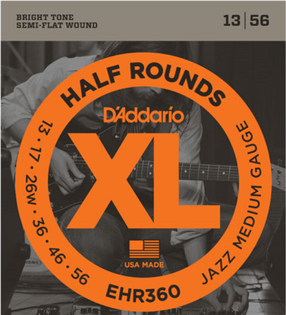 D'Addario Half Rounds, Jazz Medium , 13-56 Electric Guitar Strings