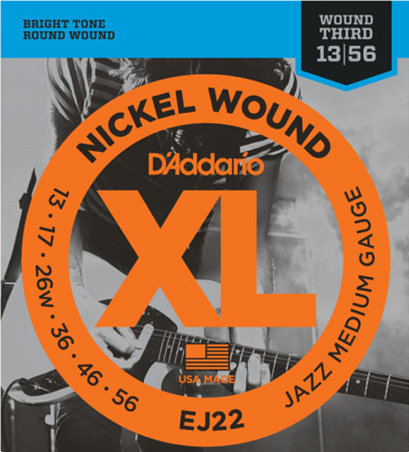 D'Addario  Nickel Wound, Jazz Medium, 13-56, Electric Guitar Strings