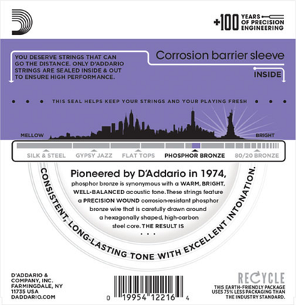 D'Addario  Phospher Bronze, Custom Light, 11-52 Acoustic Guitar Strings (3 Sets) EJ26-3D