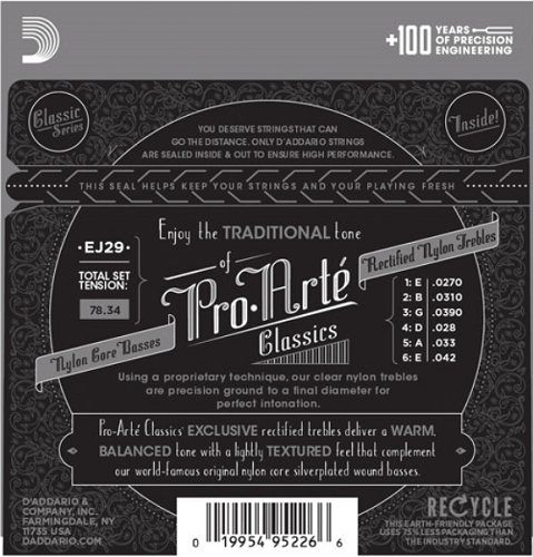 D'Addario  Pro-Arte Rectified TrebleS, Moderate Tension Classical Guitar Strings