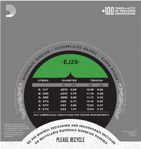 D'Addario  Pro-Arte Rectified TrebleS, Moderate Tension Classical Guitar Strings