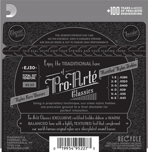 D'Addario  Pro-Arte Rectified TrebleS, Normal Tension Classical Guitar Strings