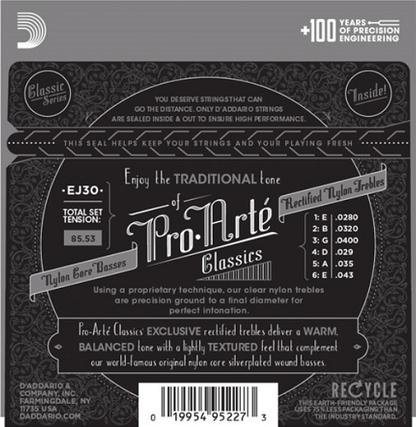 D'Addario  Pro-Arte Rectified TrebleS, Normal Tension Classical Guitar Strings