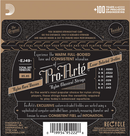 D'Addario Pro-Arte Nylon, Normal Tension Classical Guitar Strings EJ49