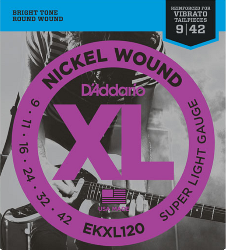 D'Addario Nickel Wound, Super Light, REINFORCED, 9-42 Electric Guitar Strings