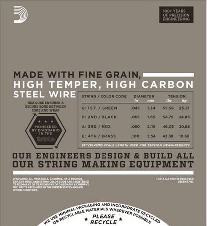 D'Addario  Half Rounds, Regular Light, Super Long Scale, 45-100 Bass Guitar Strings