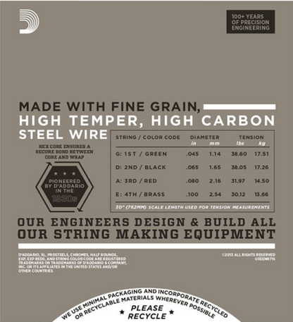 D'Addario  Half Rounds, Regular Light, Short Scale, 45-100 Bass Guitar Strings
