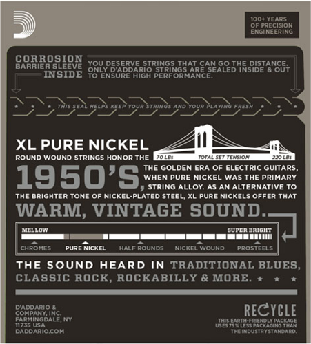 D'Addario  Pure NICKEL, Jazz Medium, 13-56 Electric Guitar Strings EPN21