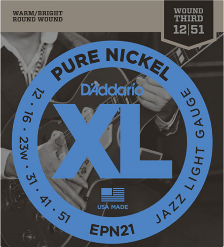 D'Addario  Pure NICKEL, Jazz Medium, 13-56 Electric Guitar Strings EPN21
