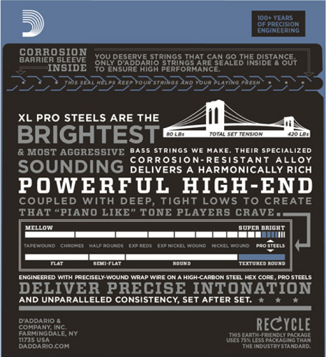 D'Addario  PROSTEELS, Medium, Long Scale, 50-105 Bass Guitar Strings