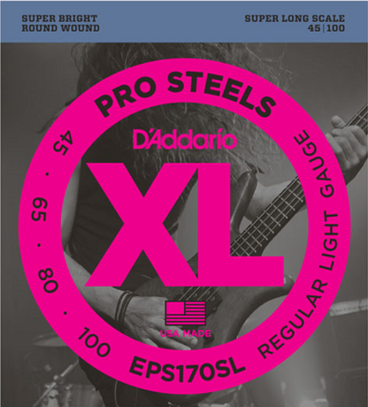 D'Addario  PROSTEELS, Light, Super Long Scale, 45-100 Bass Guitar Strings
