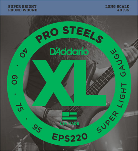 D'Addario PROSTEELS, Super Light, Long Scale, 40-95 Bass Guitar Strings