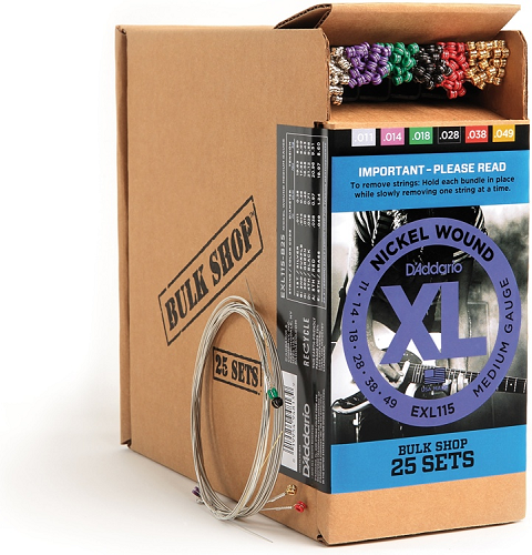 D'Addario Nickel Wound, Medium/Blues-Jazz Rock, 11-49 Electric Guitar Strings (25 Sets) EXL115-B25