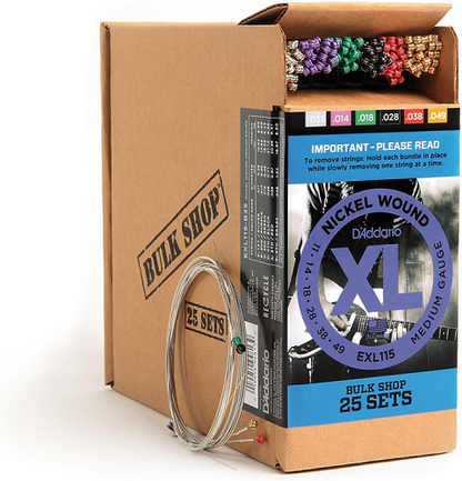 D'Addario Nickel Wound, Medium/Blues-Jazz Rock, 11-49 Electric Guitar Strings (25 Sets) EXL115-B25