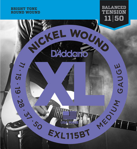 D'Addario  Nickel Wound, Balanced Tension Medium, 11-50 Electric Guitar Strings - EXL115BT