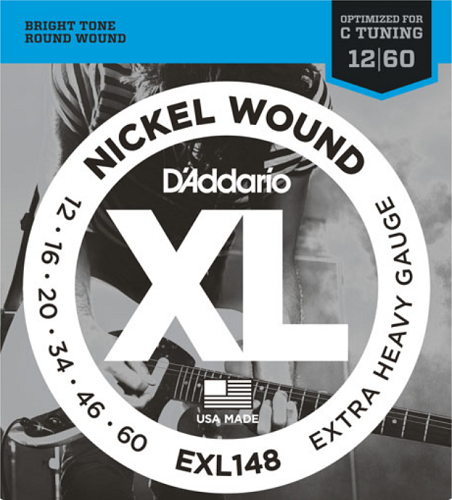 D'Addario Nickel Wound, XTRA-Heavy, 12-60 Electric Guitar Strings - EXL148
