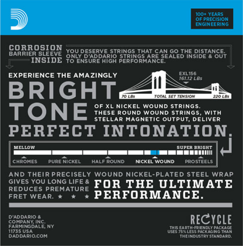 D'Addario XL Nickel Round Wound, Fender Bass VI, 24-84 Electric Guitar Strings