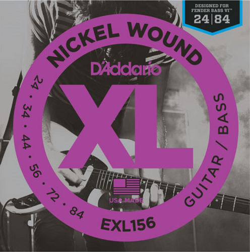 D'Addario XL Nickel Round Wound, Fender Bass VI, 24-84 Electric Guitar Strings