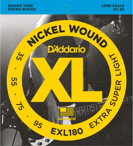 D'Addario Nickel Wound, Extra Super Light, Long Scale, 35-95 Bass Guitar Strings