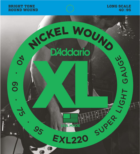 D'Addario Nickel Wound, Super Light, Long Scale, 40-95 Bass Guitar Strings