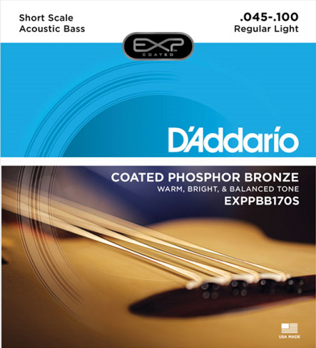 D'Addario Coated Phosphor Bronze, Short Scale, 45-100 Acoustic Bass Guitar Strings