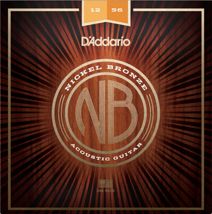 D'Addario  Nickel Bronze, Light Top/Medium Bottom, 12-56 Acoustic Guitar Strings