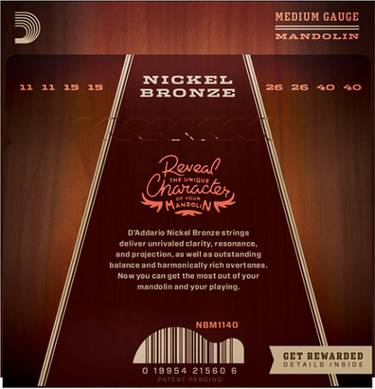D'Addario Nickel Bronze, Medium, 11-40 Mandolin Strings