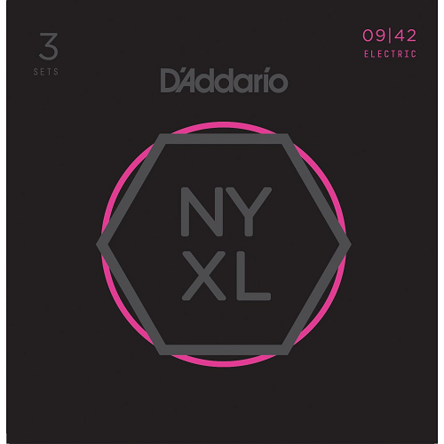 D'Addario Nickel Wound, Super Light, 09-42 Electric Guitar Strings - NYXL0942 3-PACK