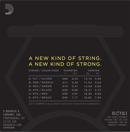 D'Addario  Nickel Wound, Super Light Top , Regular Bottom, 09-46 Electric Guitar Strings