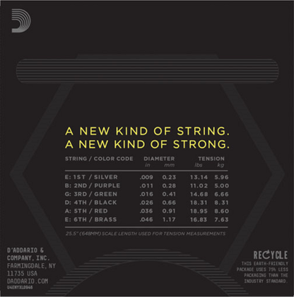 D'Addario  Nickel Wound, Super Light Top , Regular Bottom, 09-46 Electric Guitar Strings