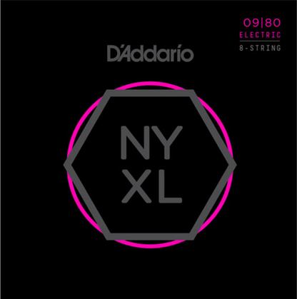 D'Addario Nickel Wound, 8-String, Super Light, 09-80 Electric Guitar Strings