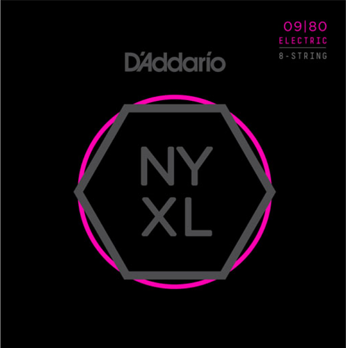 D'Addario Nickel Wound, 8-String, Super Light, 09-80 Electric Guitar Strings