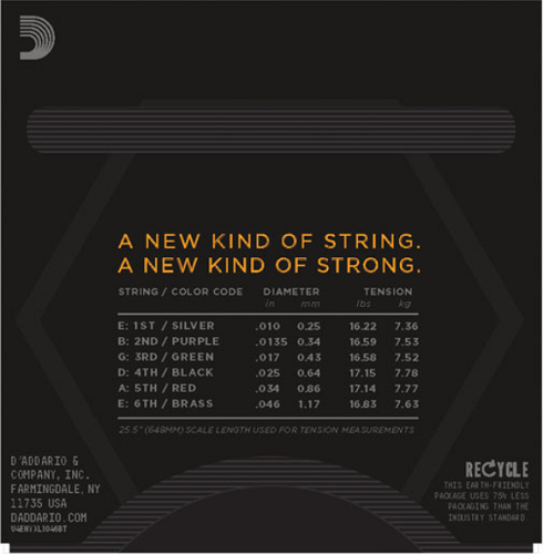 D'Addario  NYXL, Nickel Wound, Balanced TENSION, 10-46 Electric Guitar Strings