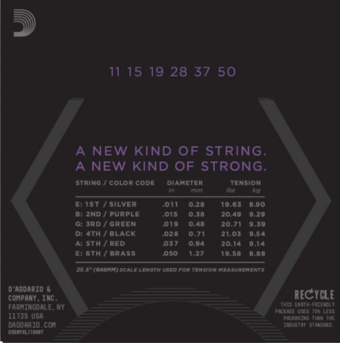 D'Addario  Nickel Wound, Balanced TENSION, 11-50, Electric Guitar Strings