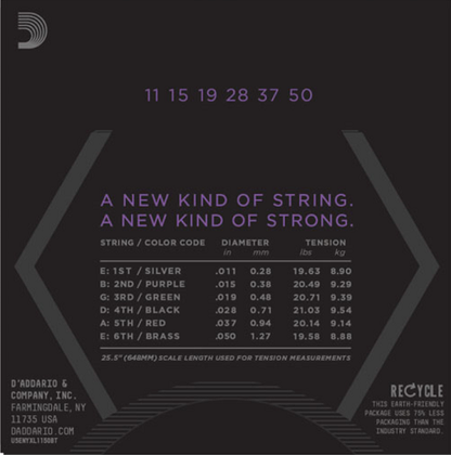 D'Addario  Nickel Wound, Balanced TENSION, 11-50, Electric Guitar Strings